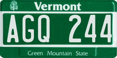 VT license plate AGQ244