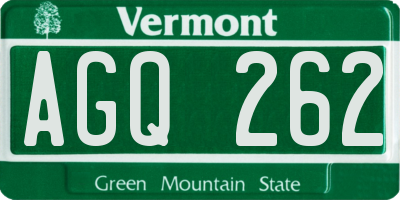 VT license plate AGQ262