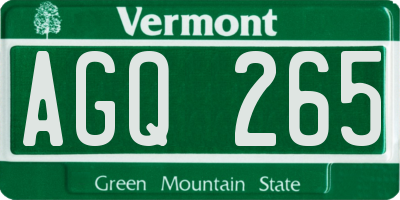 VT license plate AGQ265
