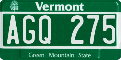 VT license plate AGQ275