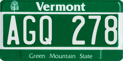 VT license plate AGQ278