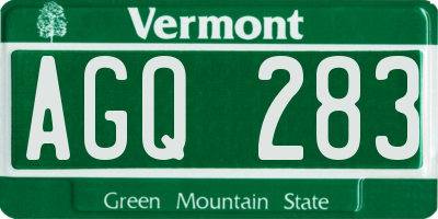 VT license plate AGQ283