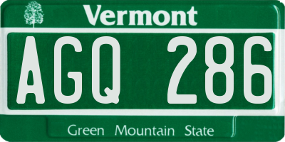 VT license plate AGQ286