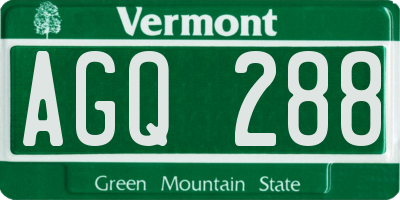 VT license plate AGQ288