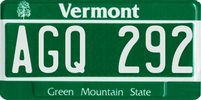 VT license plate AGQ292