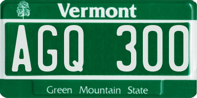 VT license plate AGQ300