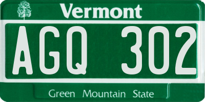 VT license plate AGQ302