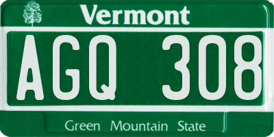 VT license plate AGQ308