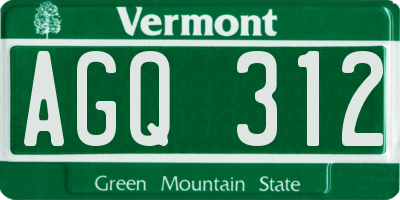 VT license plate AGQ312