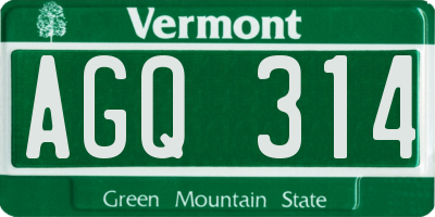 VT license plate AGQ314