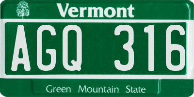 VT license plate AGQ316