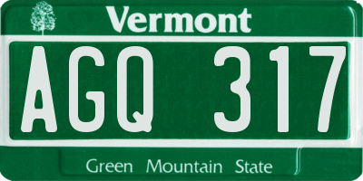 VT license plate AGQ317