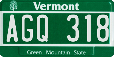 VT license plate AGQ318