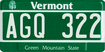 VT license plate AGQ322