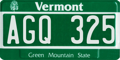 VT license plate AGQ325