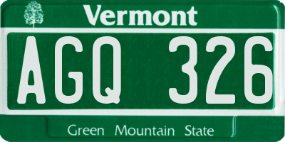 VT license plate AGQ326