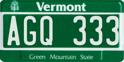 VT license plate AGQ333