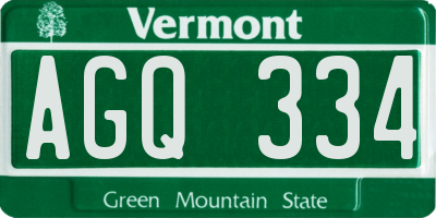 VT license plate AGQ334