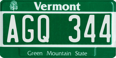 VT license plate AGQ344