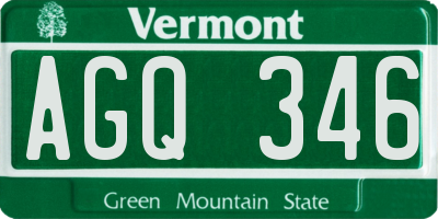 VT license plate AGQ346