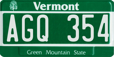 VT license plate AGQ354