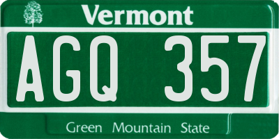 VT license plate AGQ357