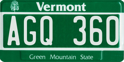 VT license plate AGQ360