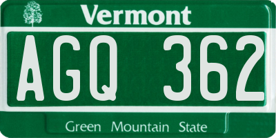 VT license plate AGQ362