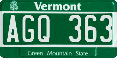 VT license plate AGQ363