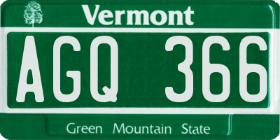 VT license plate AGQ366