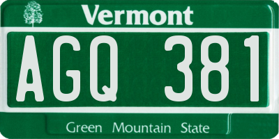 VT license plate AGQ381