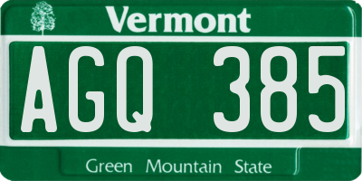 VT license plate AGQ385