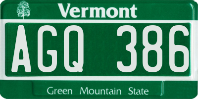 VT license plate AGQ386