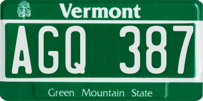 VT license plate AGQ387