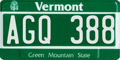 VT license plate AGQ388