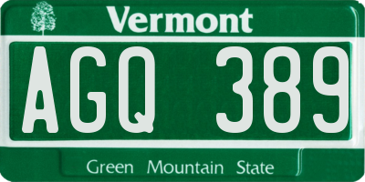 VT license plate AGQ389