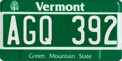 VT license plate AGQ392