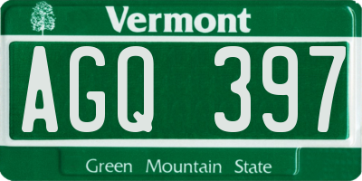 VT license plate AGQ397