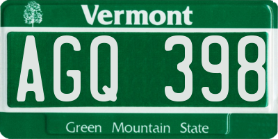 VT license plate AGQ398
