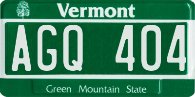 VT license plate AGQ404