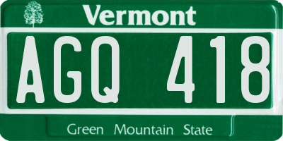 VT license plate AGQ418