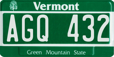 VT license plate AGQ432