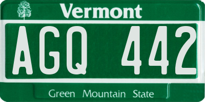 VT license plate AGQ442