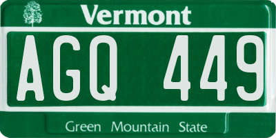 VT license plate AGQ449
