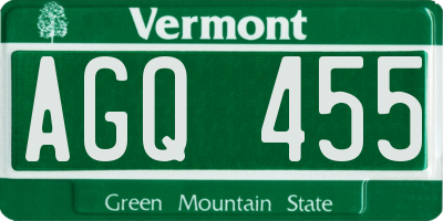 VT license plate AGQ455