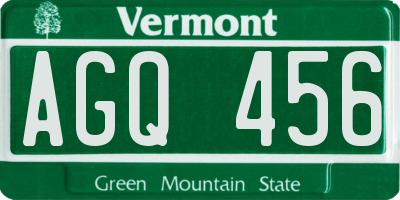 VT license plate AGQ456
