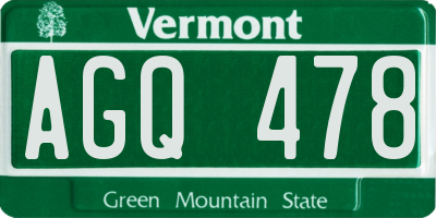 VT license plate AGQ478