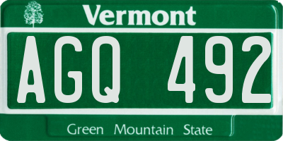 VT license plate AGQ492