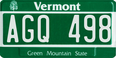 VT license plate AGQ498