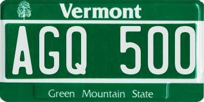 VT license plate AGQ500